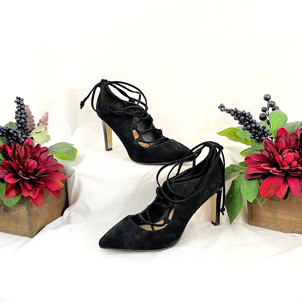 Suede Lace-Up Pumps | Tahari